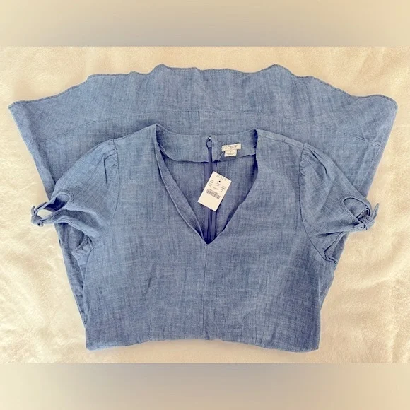 J. Crew Chambray Faux-Wrap Dress, Size 6 - NWT - Picture 9 of 11